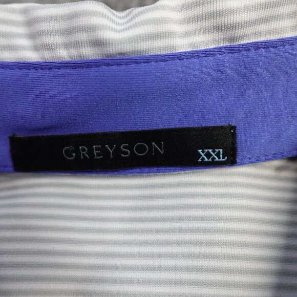 Grayson Mens Polo Shirt 2XL Gray Striped Green Spring Valley Embroidery - Picture 3 of 7